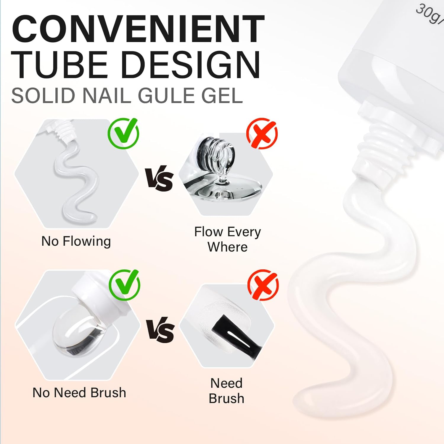 AILLSA Solid Gel Nail Glue for Nail Tips Super Strong Gel Glues Professional Fake Acrylic Soft Nails Glue U V Lamp Curing Needed - Long Lasting 15g / 0.5fl.oz